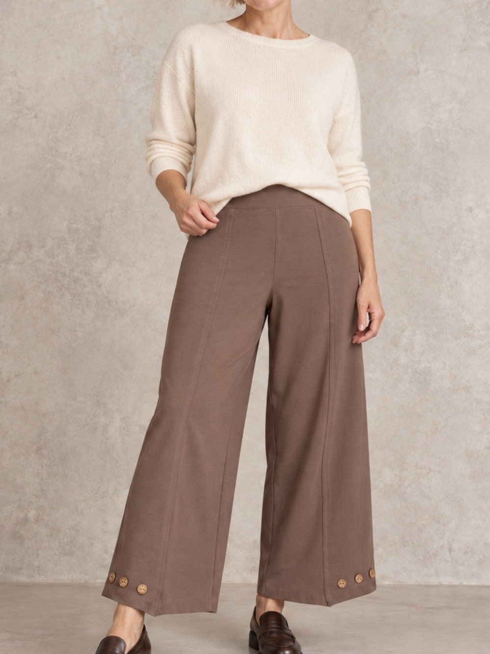 Neon Buddha Ideal Taupe Wide-Leg Ankle Pants L